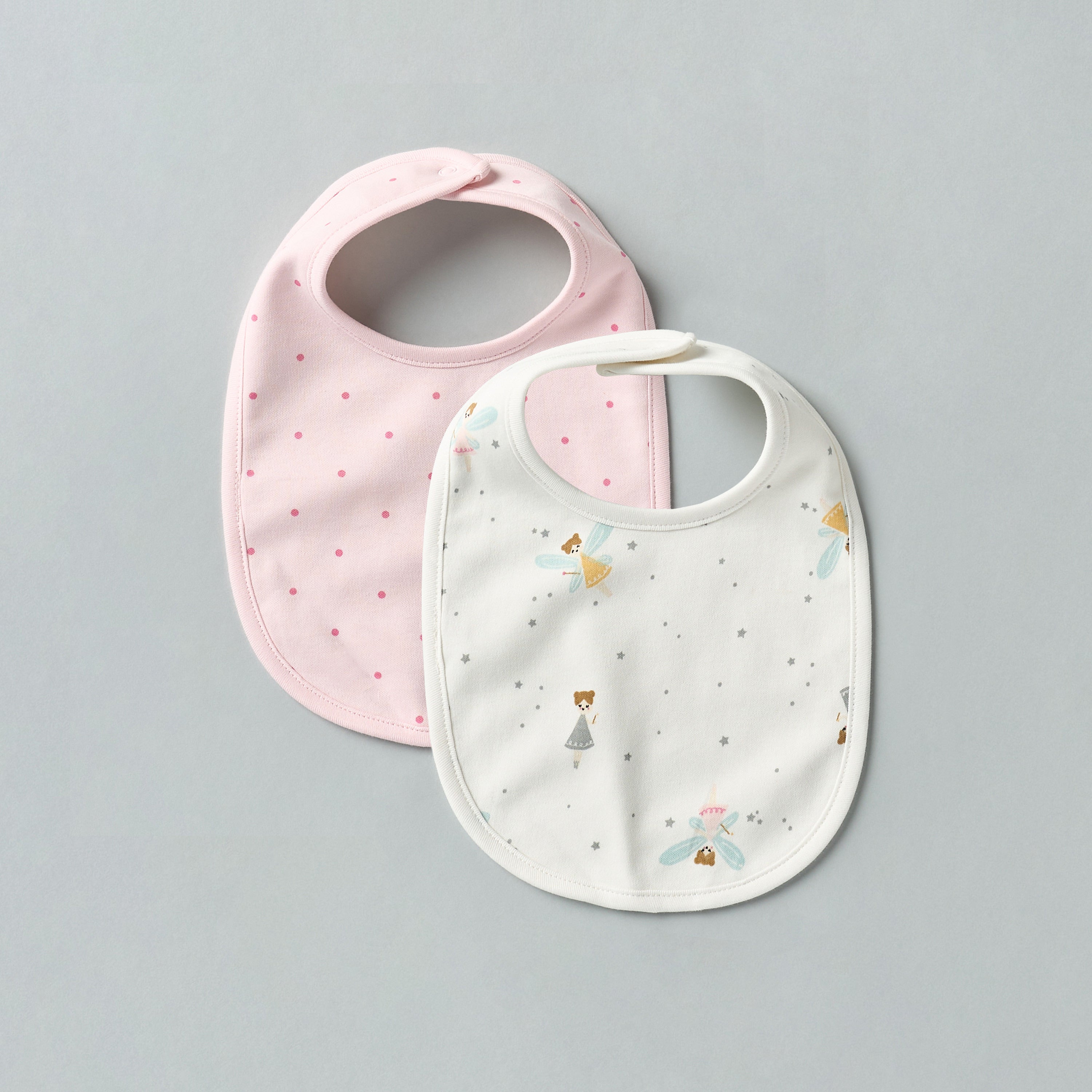 Pack of 2 - Printed Bib with Snap Button Closure - Multicolour / 0-3 mths
