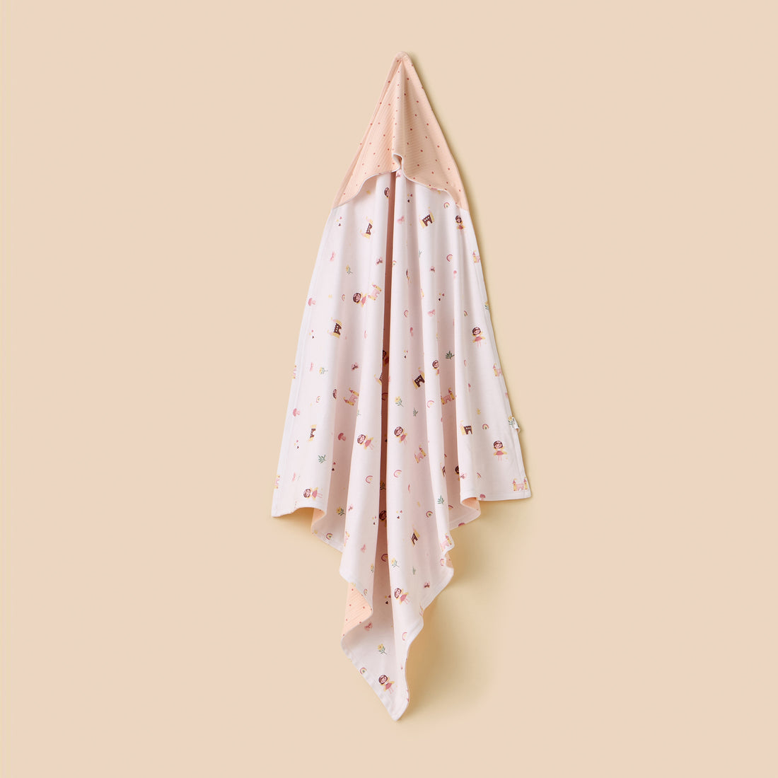 Printed Hooded Baby Blanket - Pink / Free Size