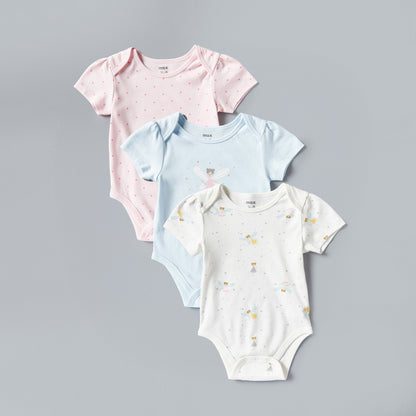 Pack of 3 - Printed Cotton Bodysuit