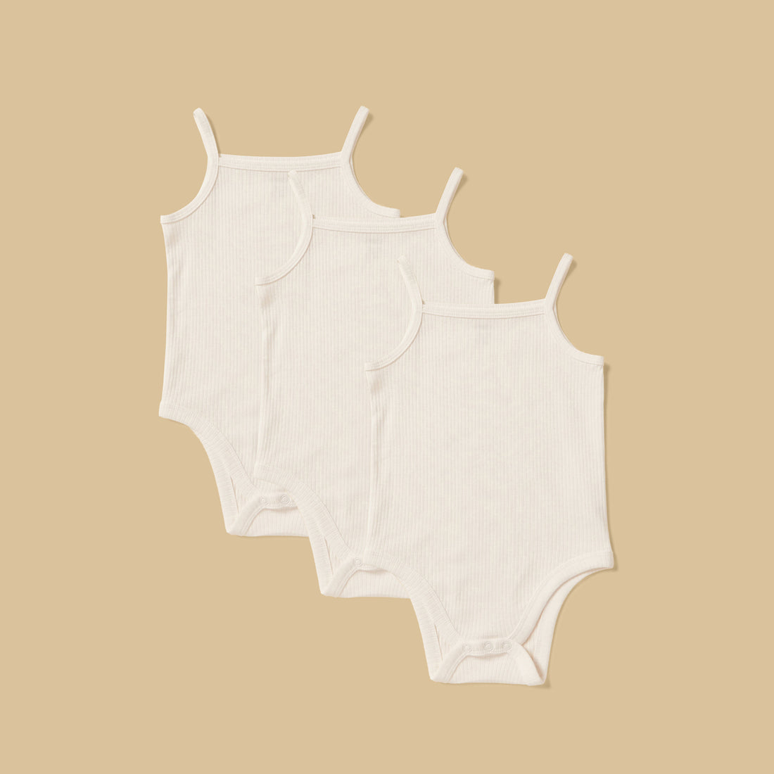 Pack of 3 - Ribbed Cotton Strappy Bodysuit - White / 12-18 mths