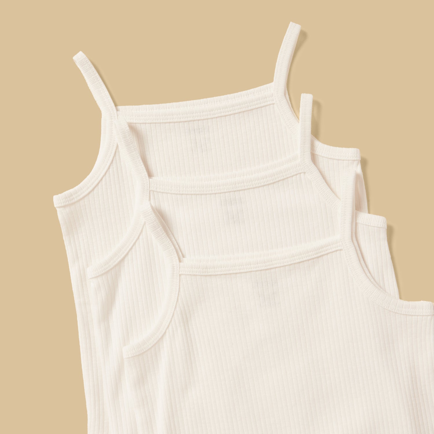 Pack of 3 - Ribbed Cotton Strappy Bodysuit