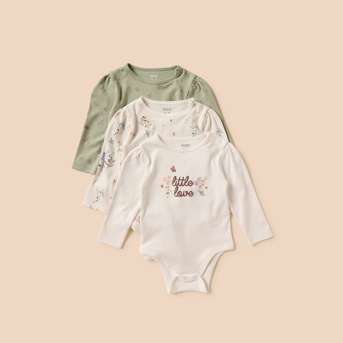Pack of 3 - Botanical Print Bodysuit - Multicolour / 12-18 mths