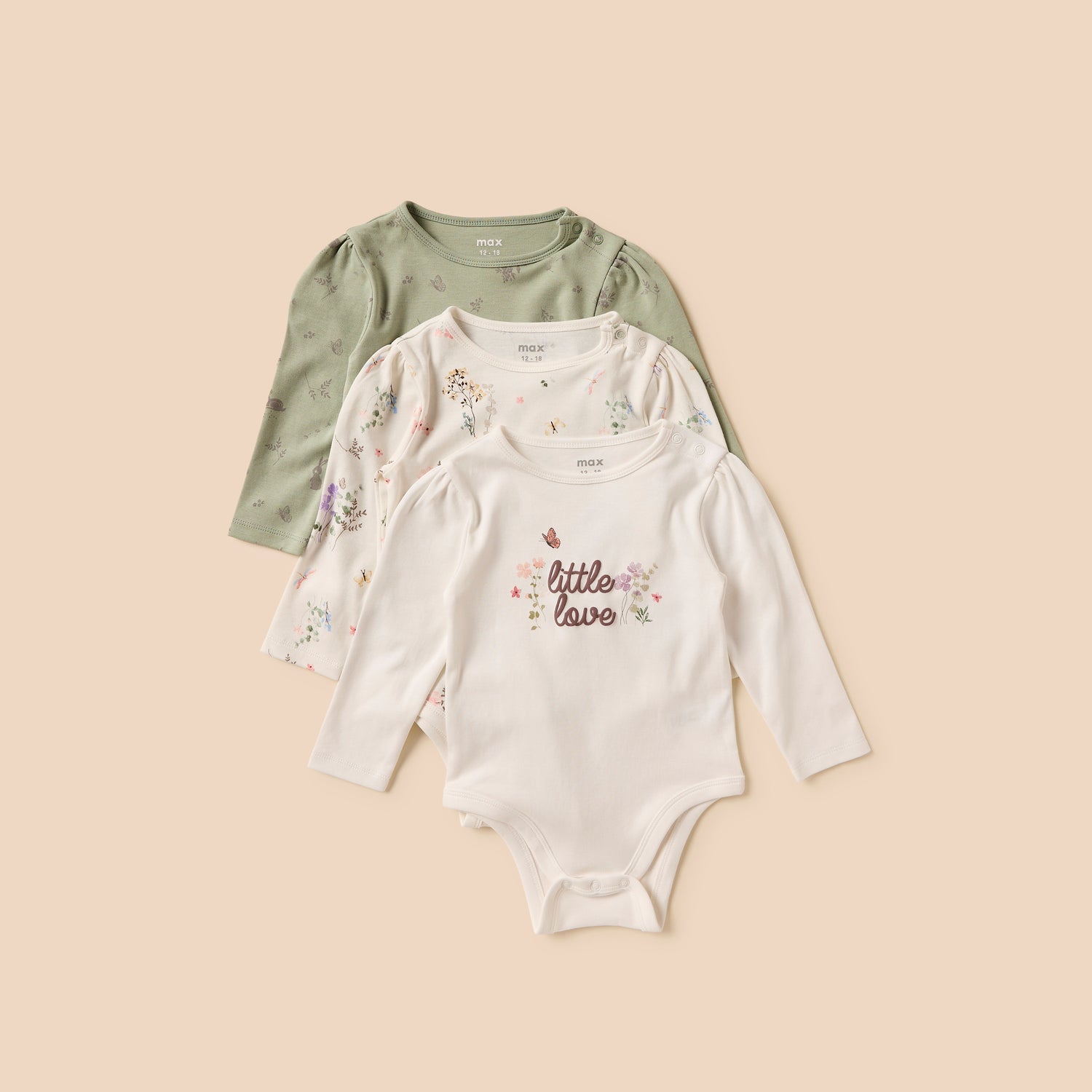 Pack of 3 - Botanical Print Bodysuit - Multicolour / 12-18 mths