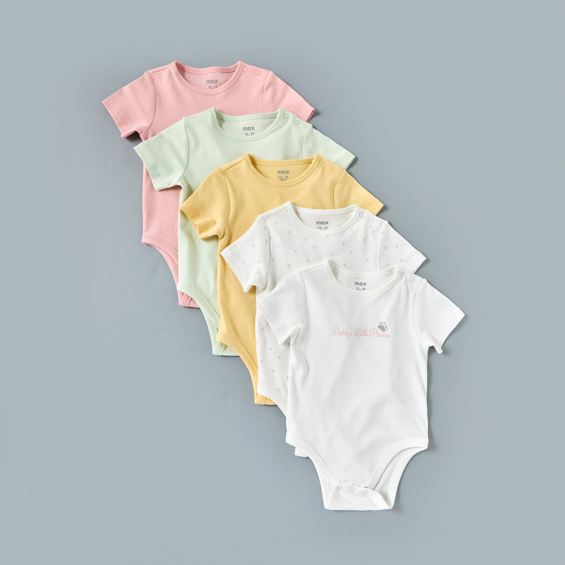 Pack of 5 - Floral Print Cotton Bodysuit - Multicolour / 12-18 mths