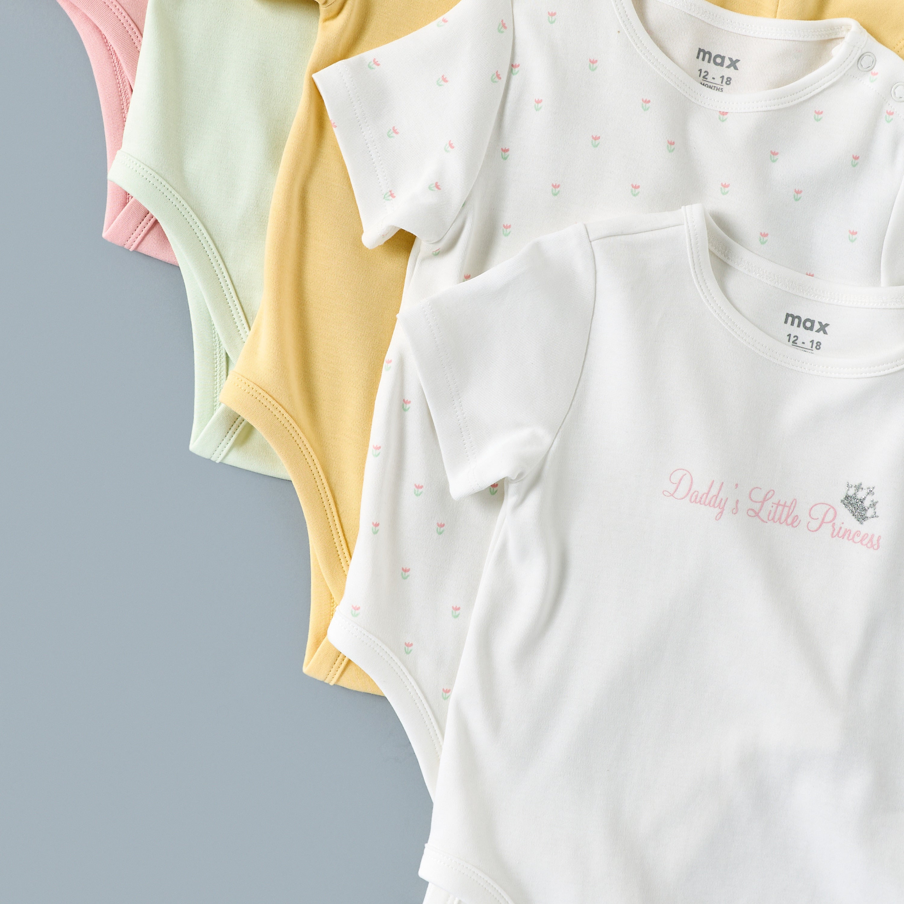 Pack of 5 - Floral Print Cotton Bodysuit
