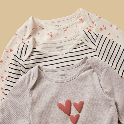 Pack of 3 - Ribbed Cotton Bodysuit