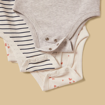 Pack of 3 - Ribbed Cotton Bodysuit