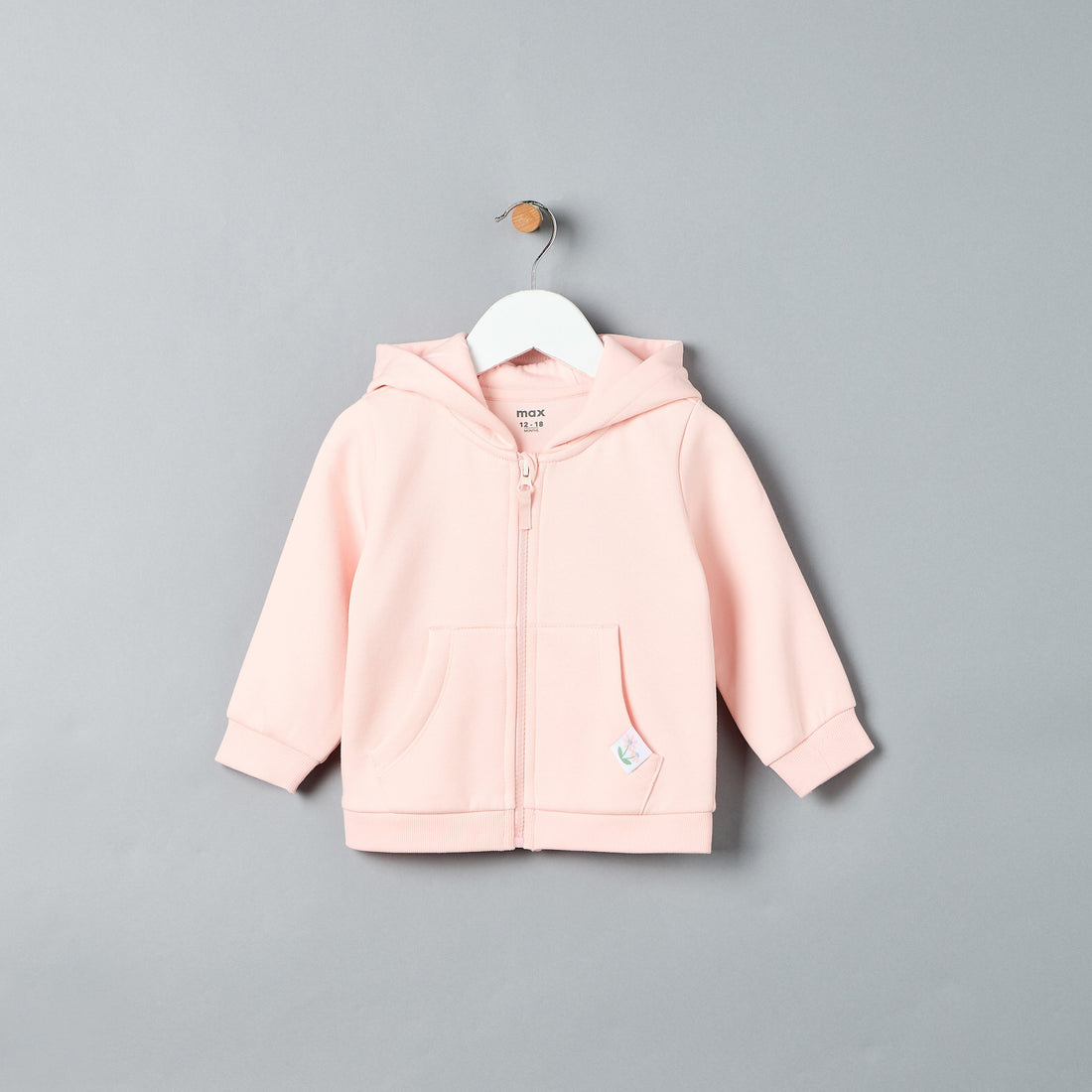 Plain Zip Through Hoodie