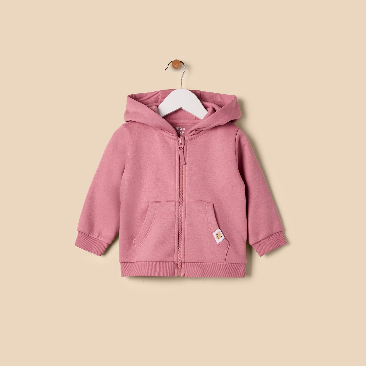 Plain Zip Through Hoodie