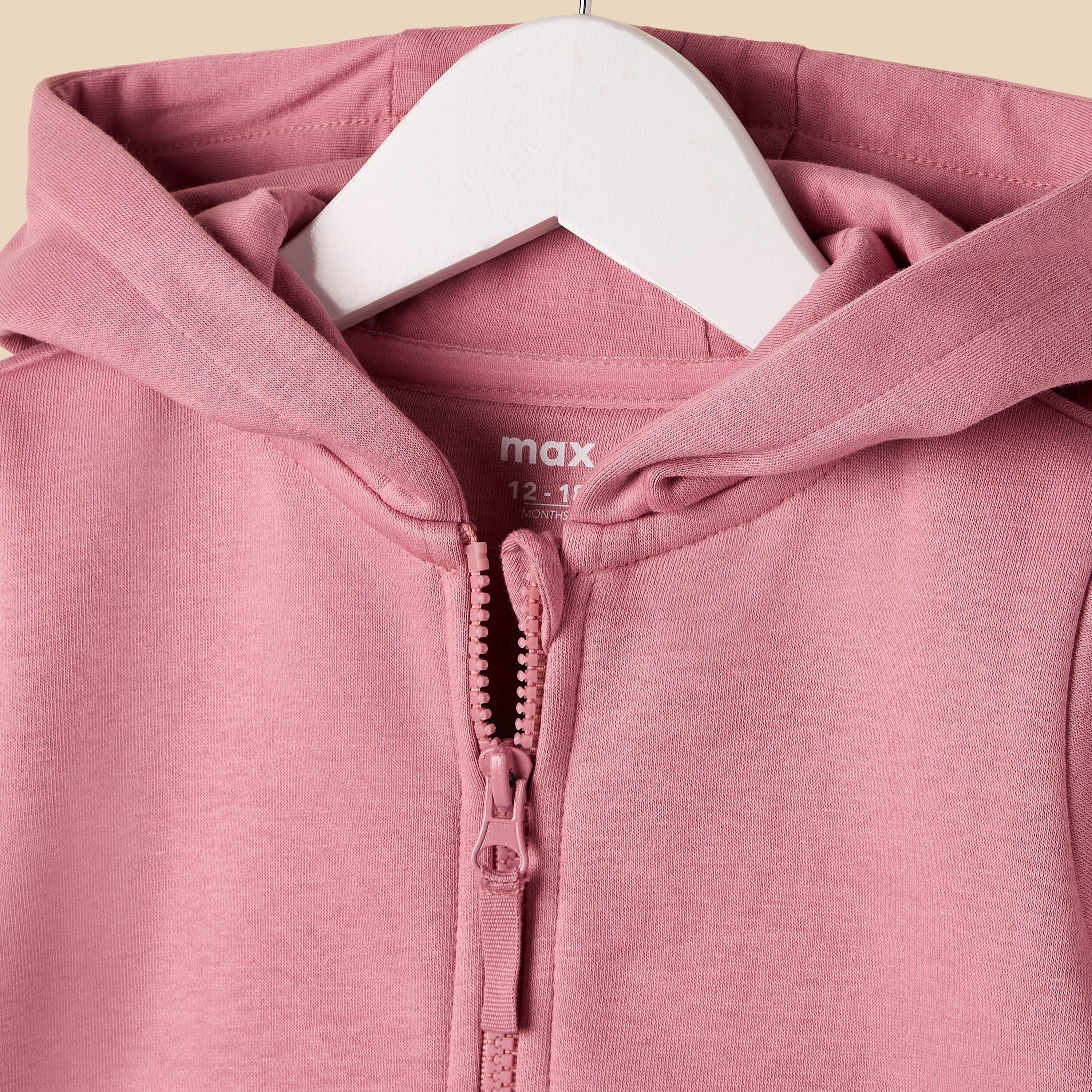 Plain Zip Through Hoodie