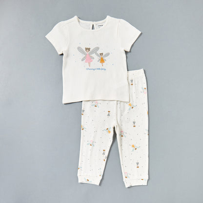 Pack of 2 - Printed Cotton Pyjama Set