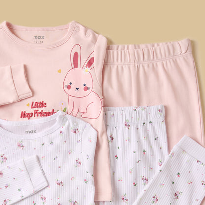 Pack of 2 - Printed Cotton Pyjama Set