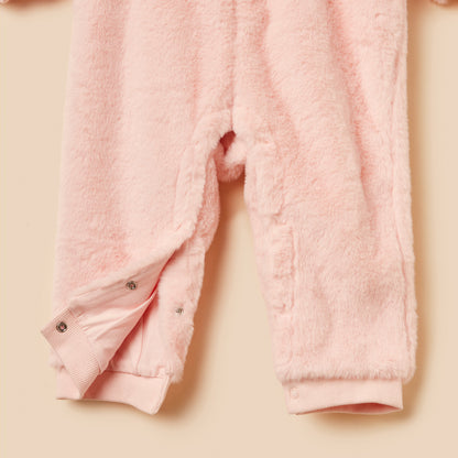Textured Heart Accent Hooded Pramsuit