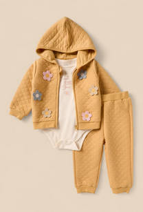 Floral Applique Hoodie with Bodysuit and Joggers-undefined-image-1