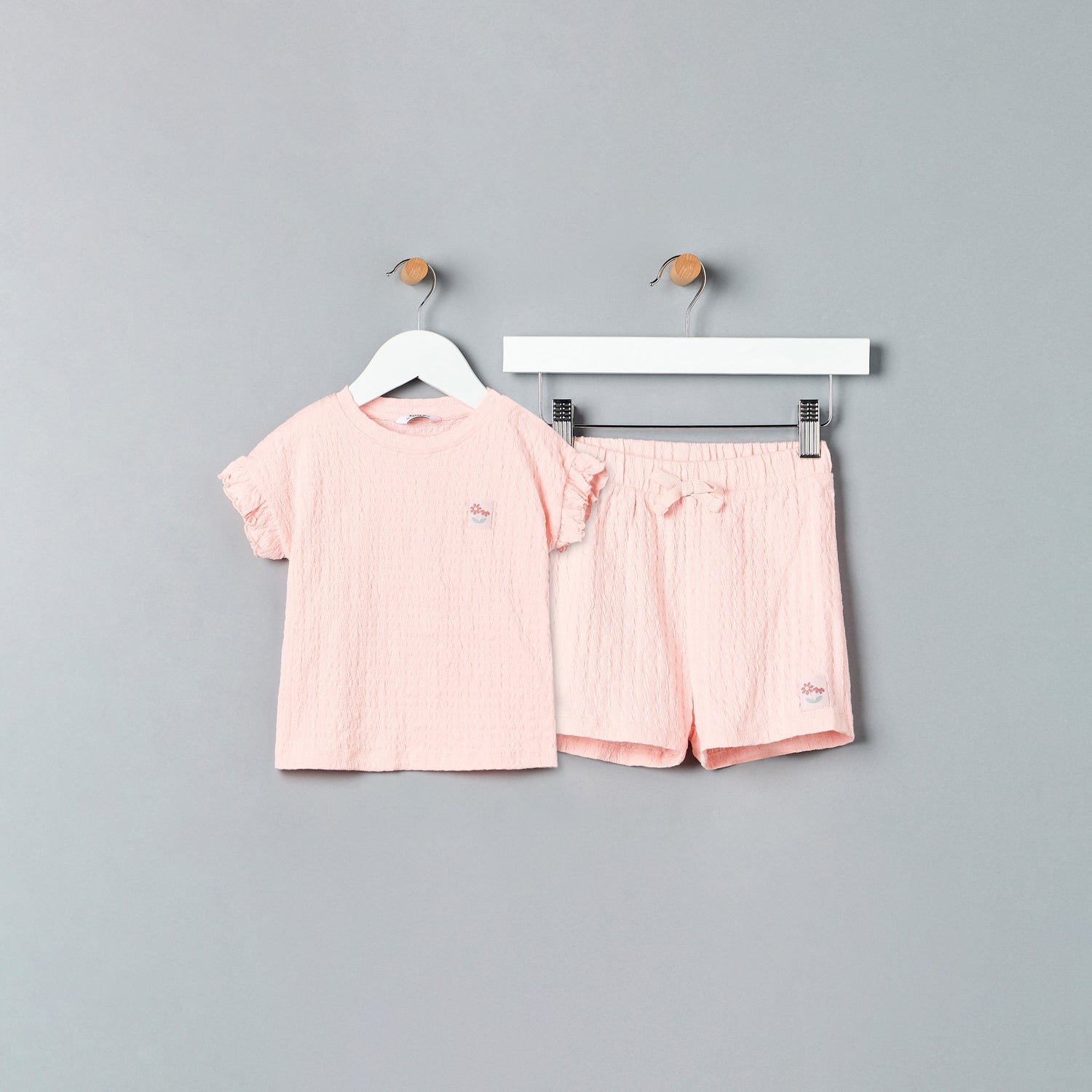 Textured T-shirt and Shorts Set