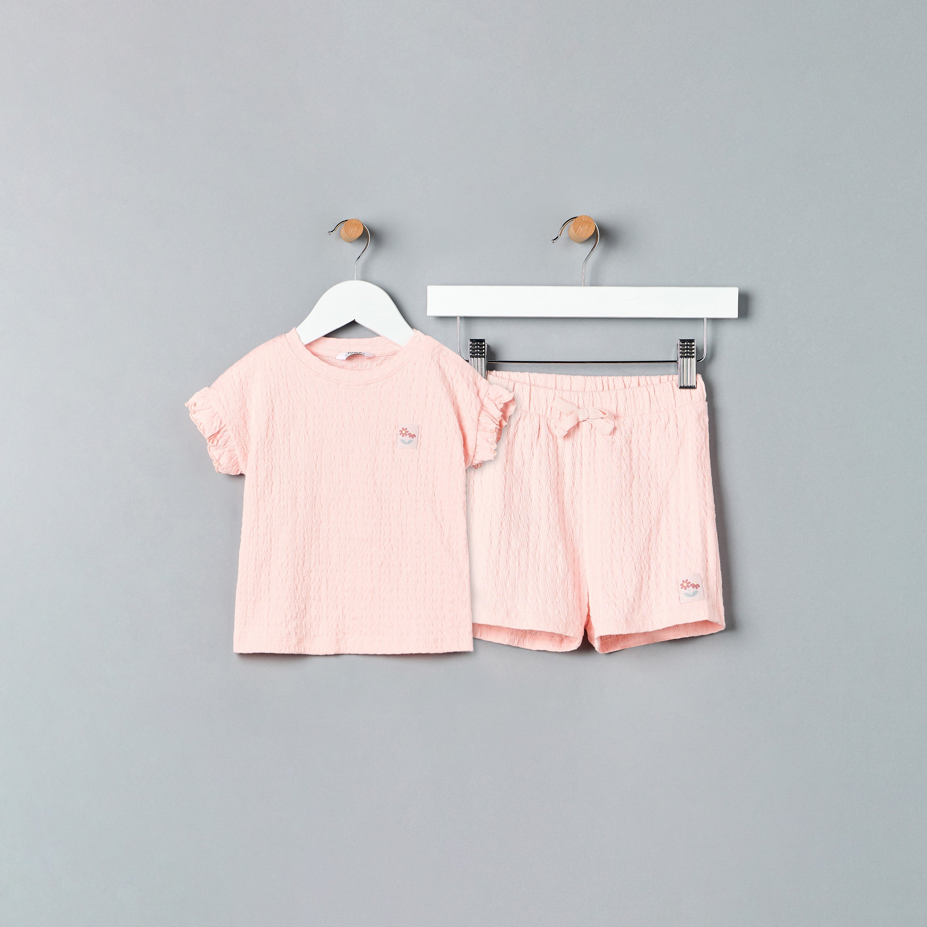 Textured T-shirt and Shorts Set