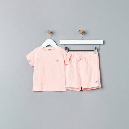 Textured T-shirt and Shorts Set