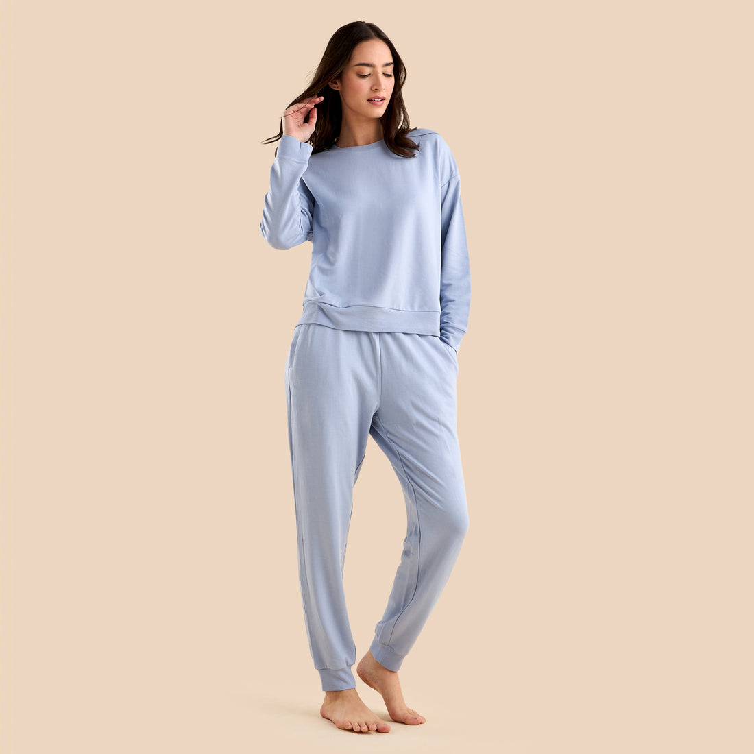 Plain Modal Pyjama Set - Blue / XXL