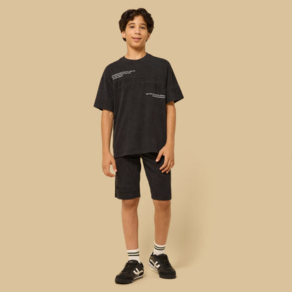 Slogan Print T-shirt and Shorts Set