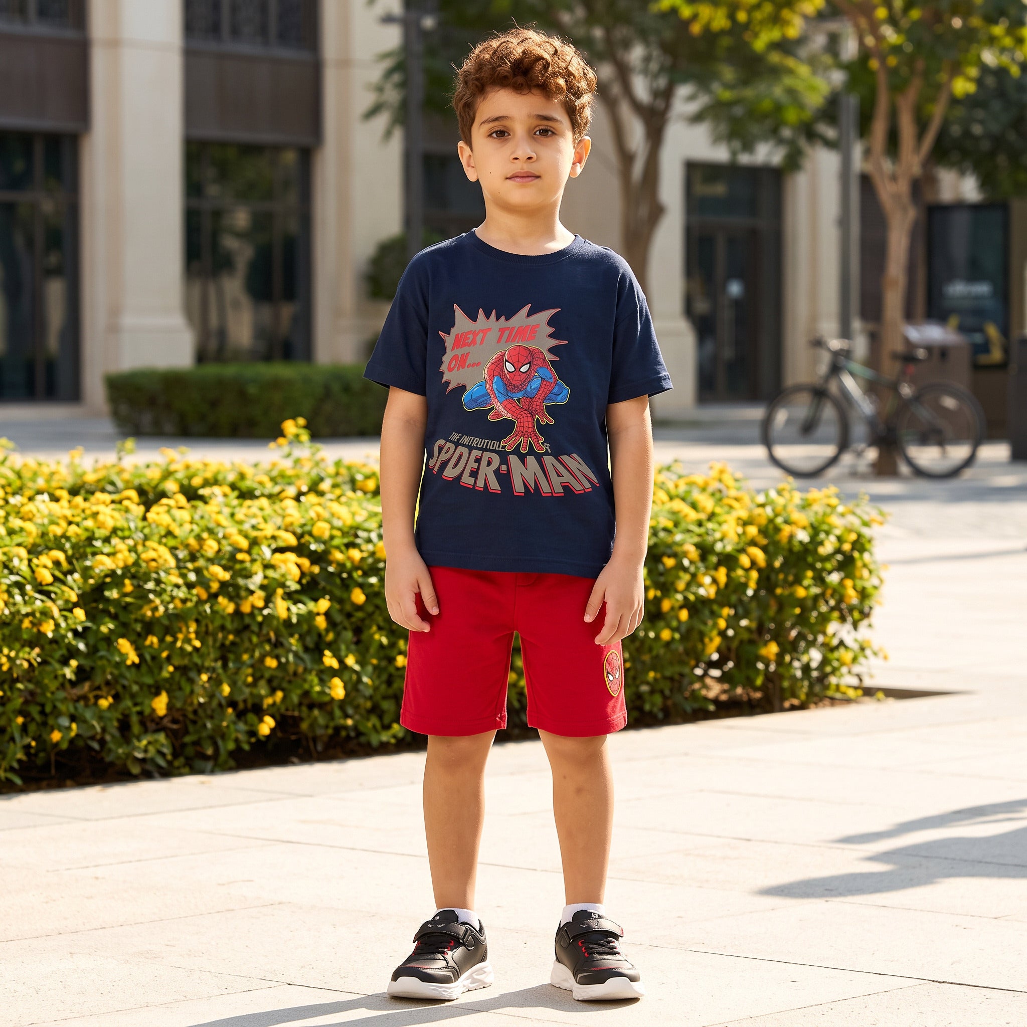 Spider-Man Print Cotton T-shirt and Shorts Set