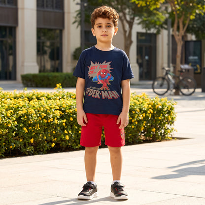 Spider-Man Print Cotton T-shirt and Shorts Set