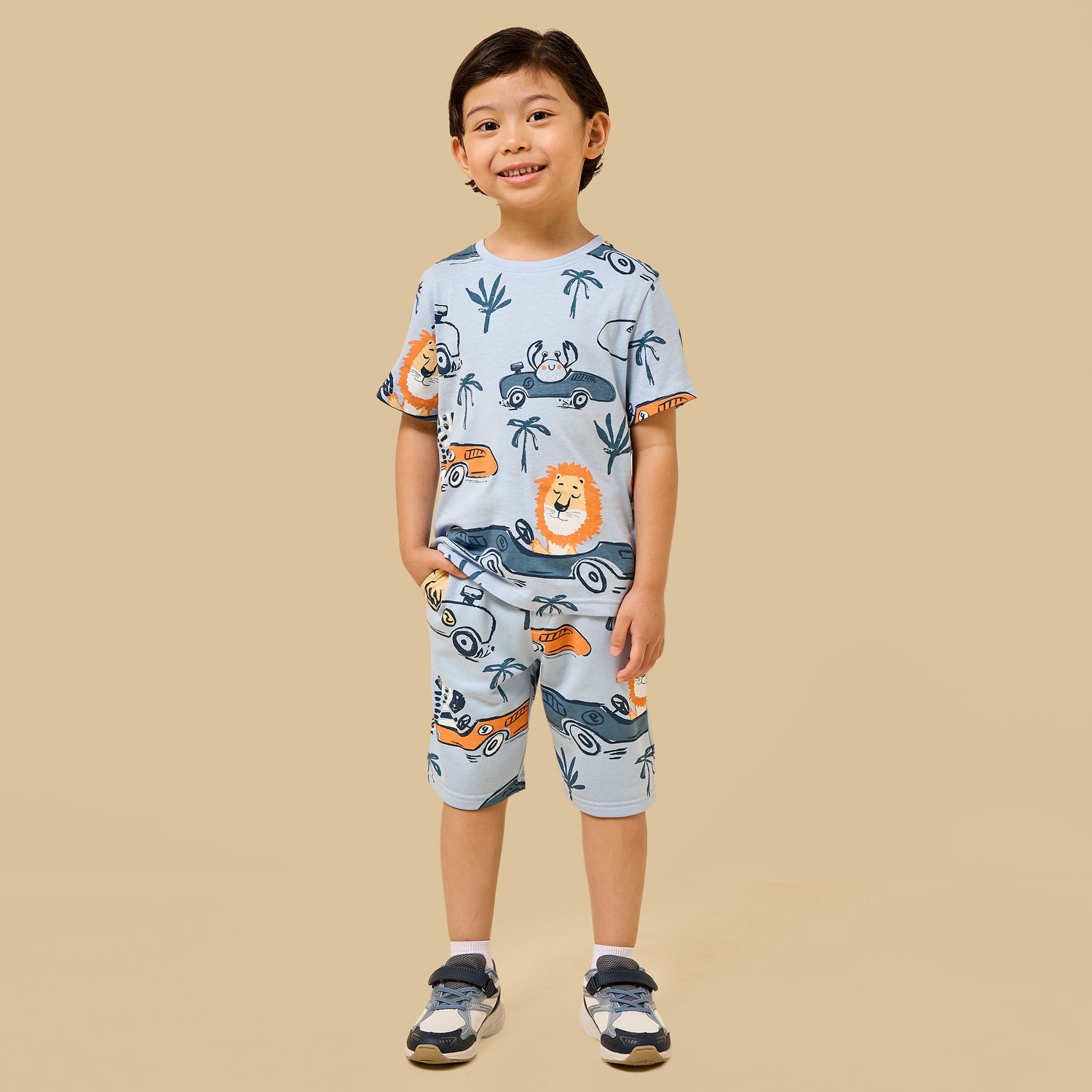 Graphic Print Cotton T-shirt and Shorts Set