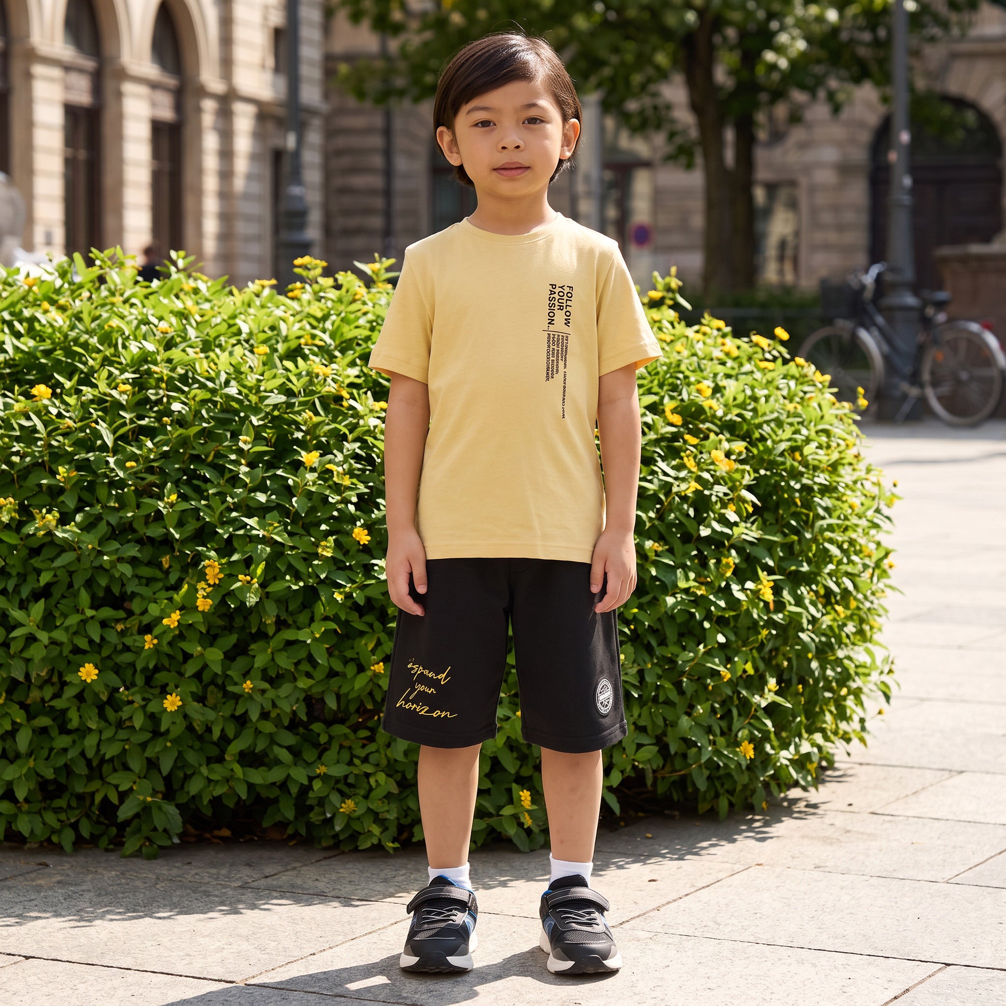Slogan Print T-shirt and Shorts Set