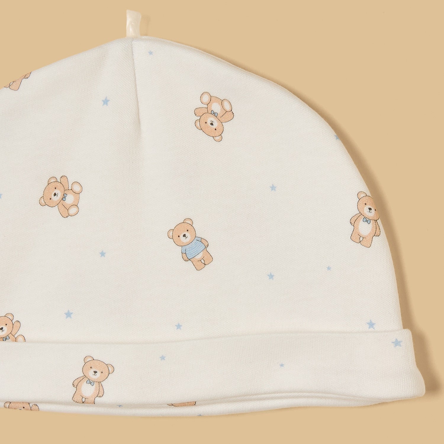 Teddy Bear Print Cotton Sleepsuit with Cap