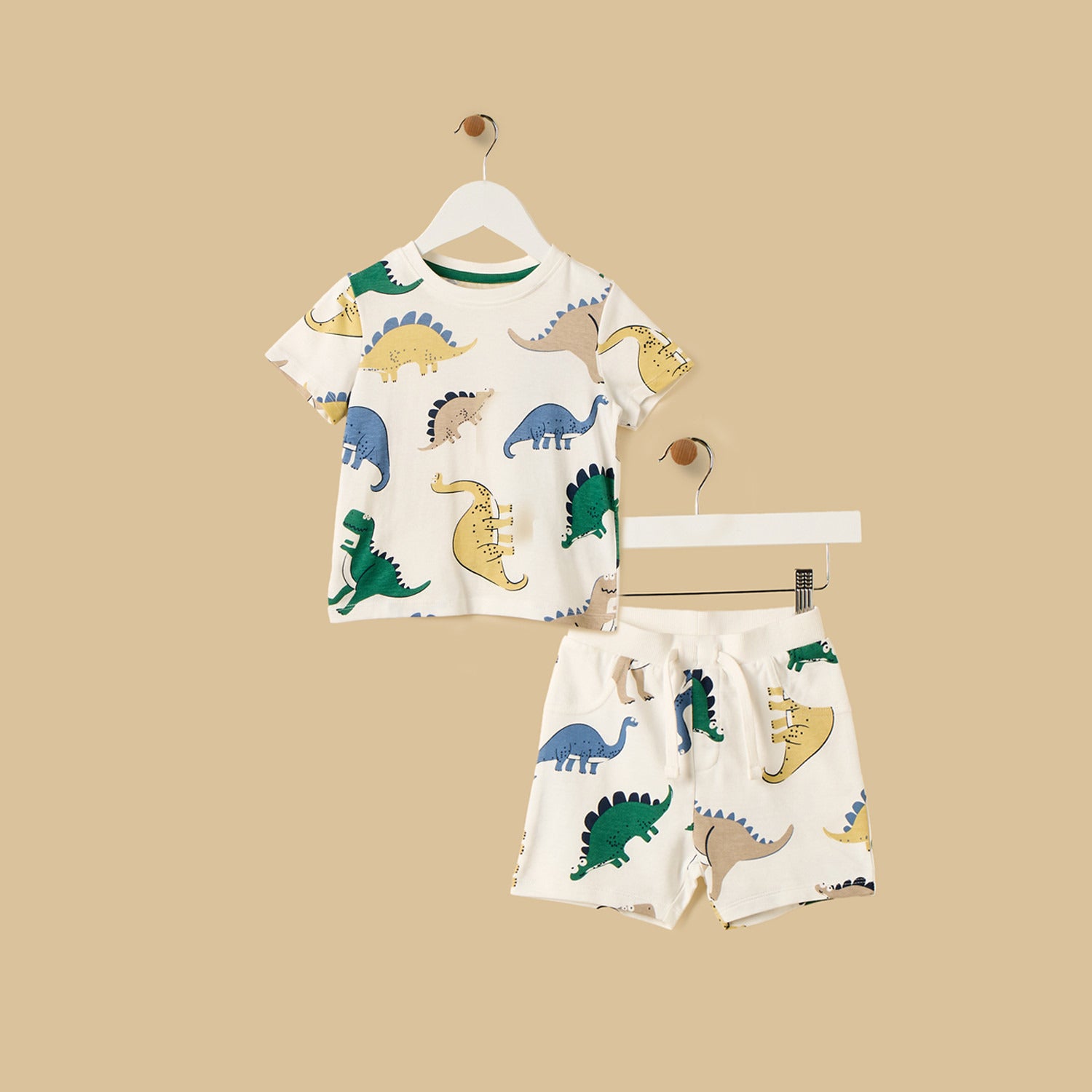 Dinosaur Print Cotton T-shirt and Shorts Set - 12-18 MTHS