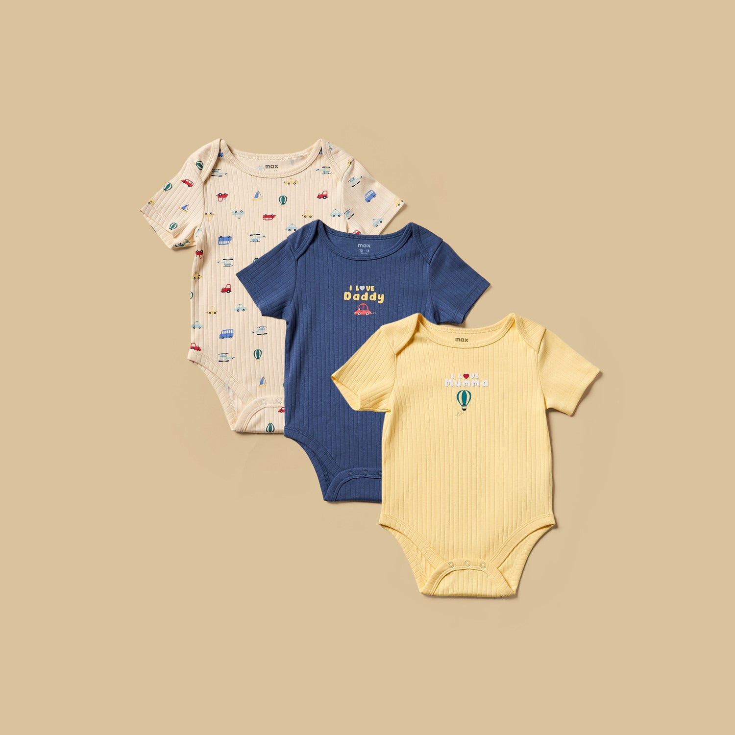 Pack of 3 - Transport Print Cotton Bodysuit - Multicolour / 12-18 mths