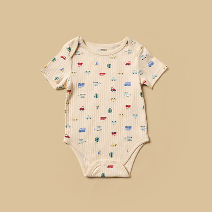 Pack of 3 - Transport Print Cotton Bodysuit