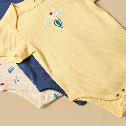 Pack of 3 - Transport Print Cotton Bodysuit