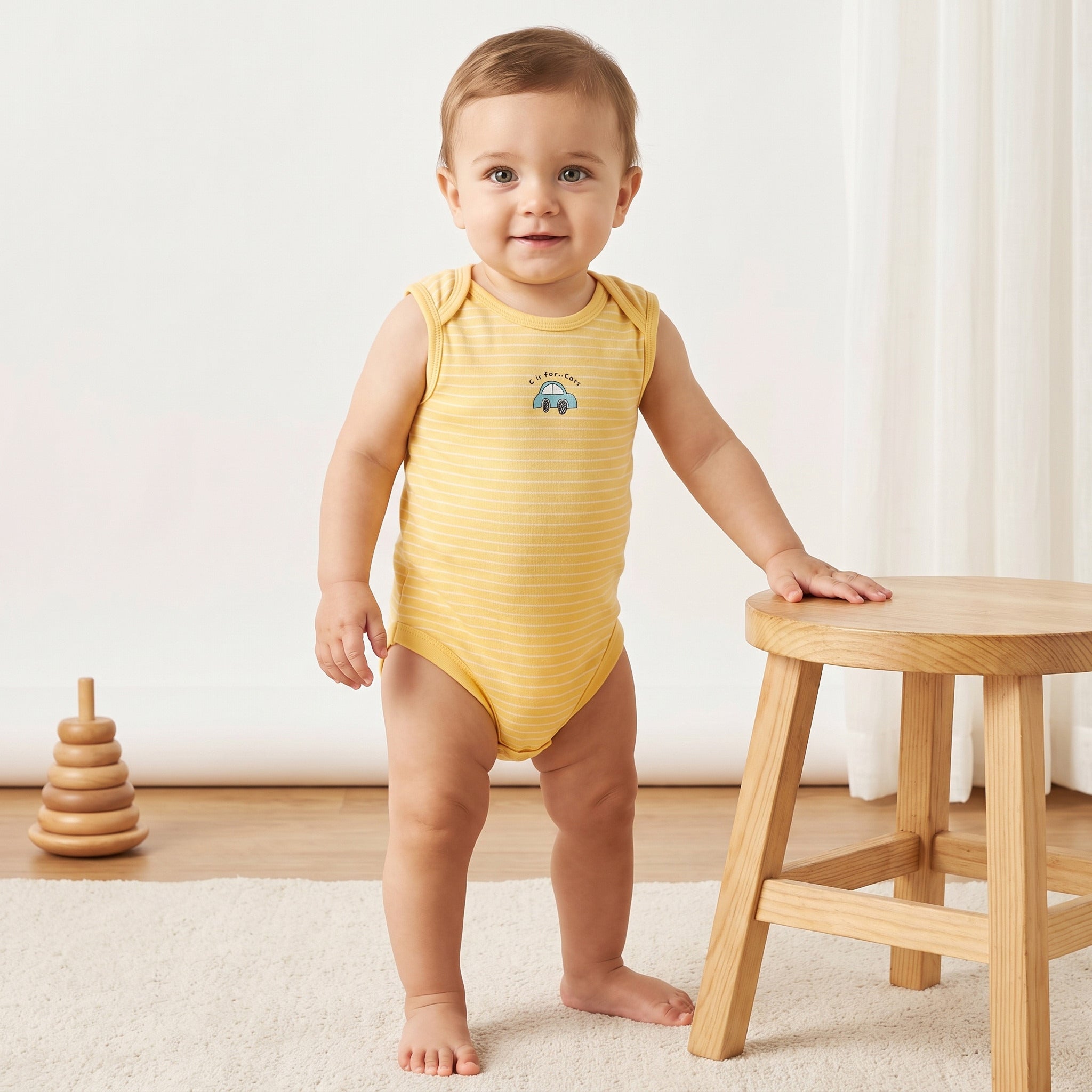 Pack of 5 - Vehicle Print Sleeveless Cotton Bodysuit