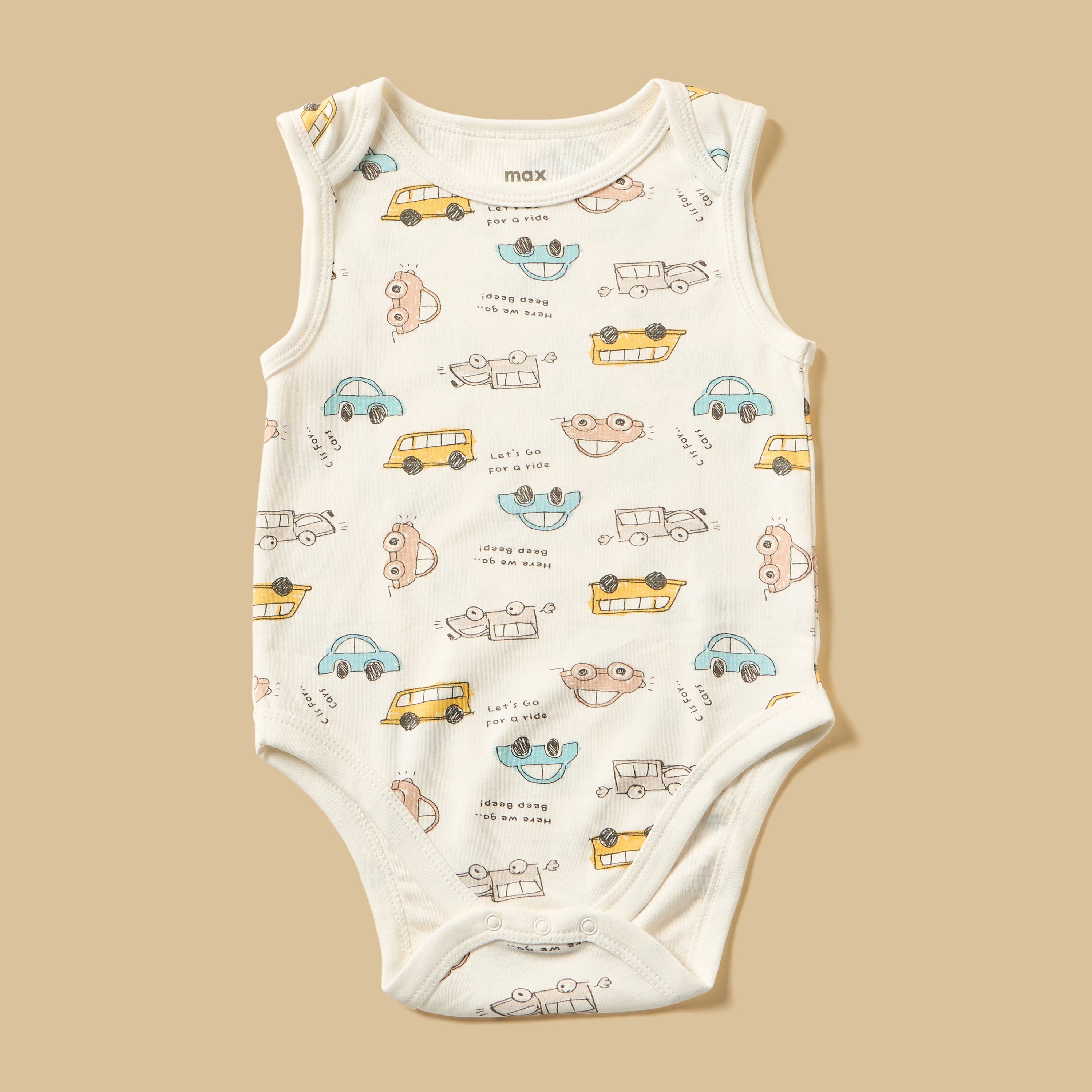 Pack of 5 - Vehicle Print Sleeveless Cotton Bodysuit