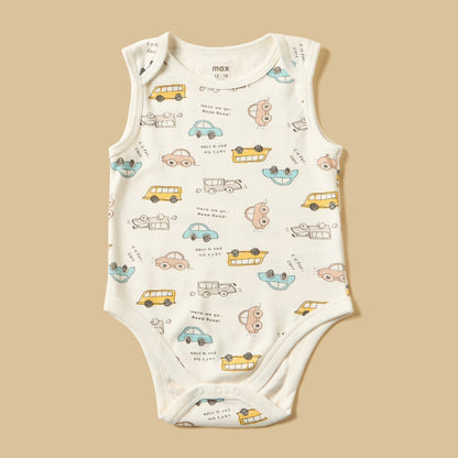 Pack of 5 - Vehicle Print Sleeveless Cotton Bodysuit