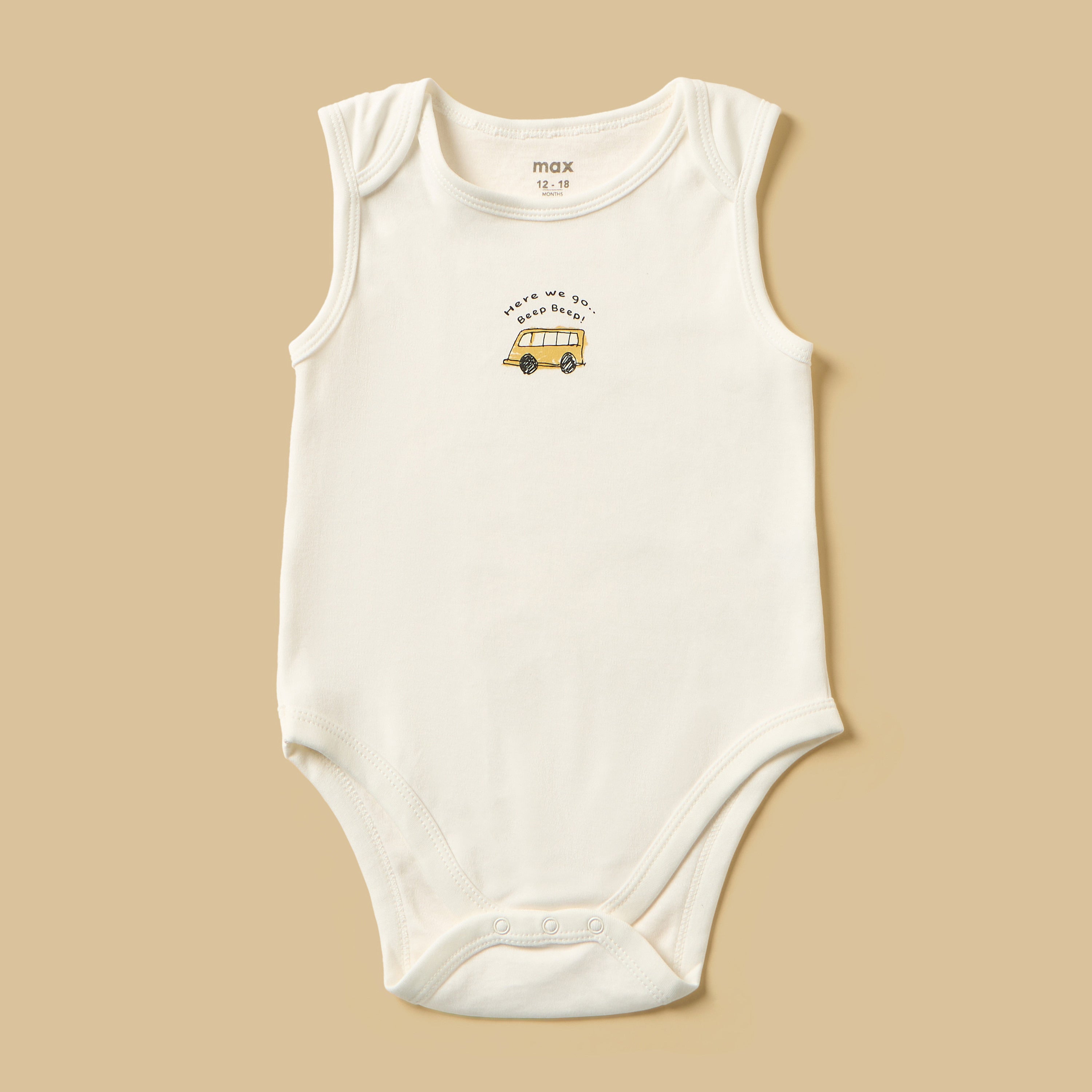 Pack of 5 - Vehicle Print Sleeveless Cotton Bodysuit
