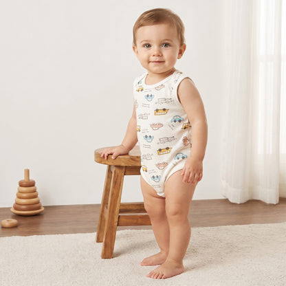 Pack of 5 - Vehicle Print Sleeveless Cotton Bodysuit