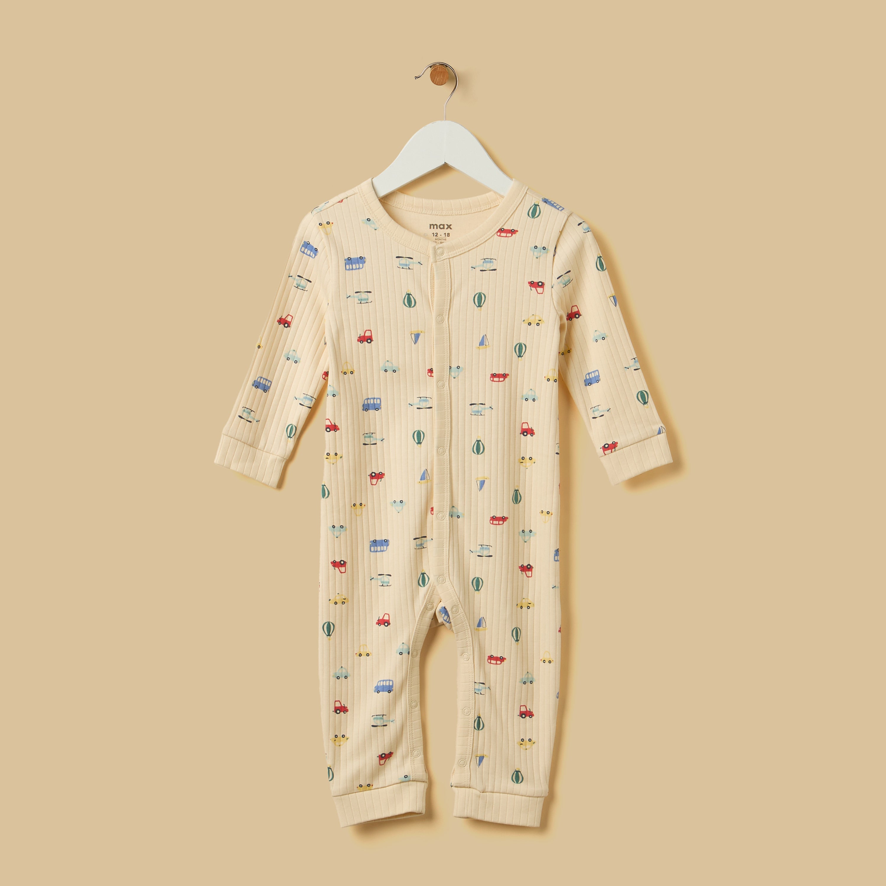 Pack of 2 - Vehicle Print Cotton Sleepsuit