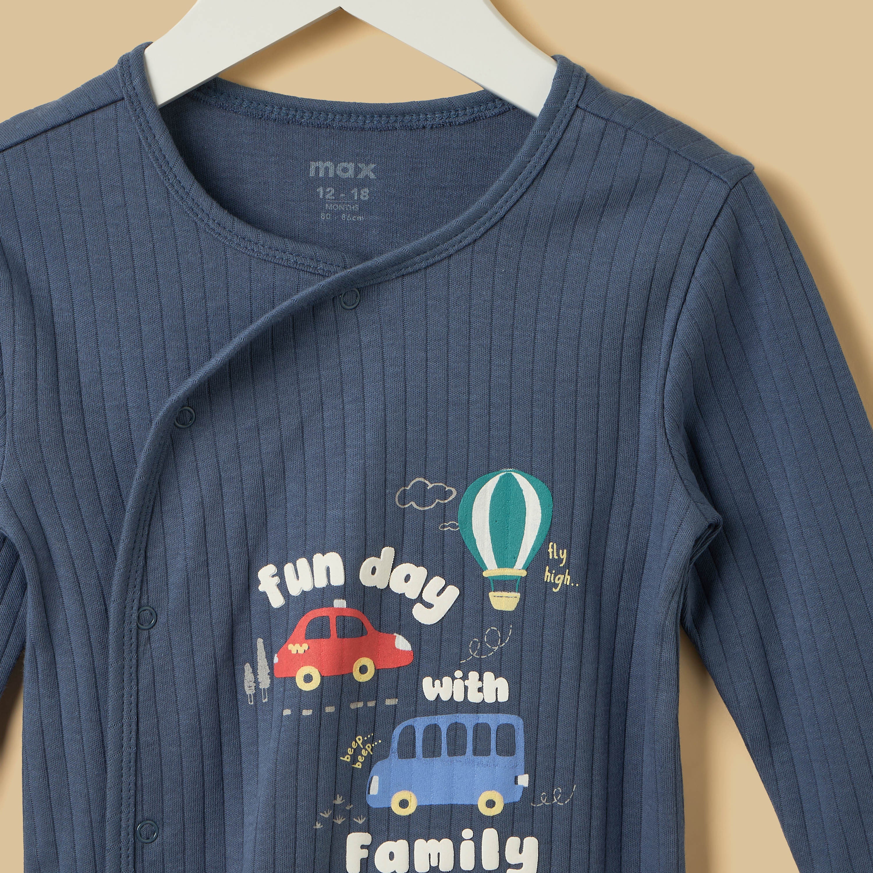 Pack of 2 - Vehicle Print Cotton Sleepsuit