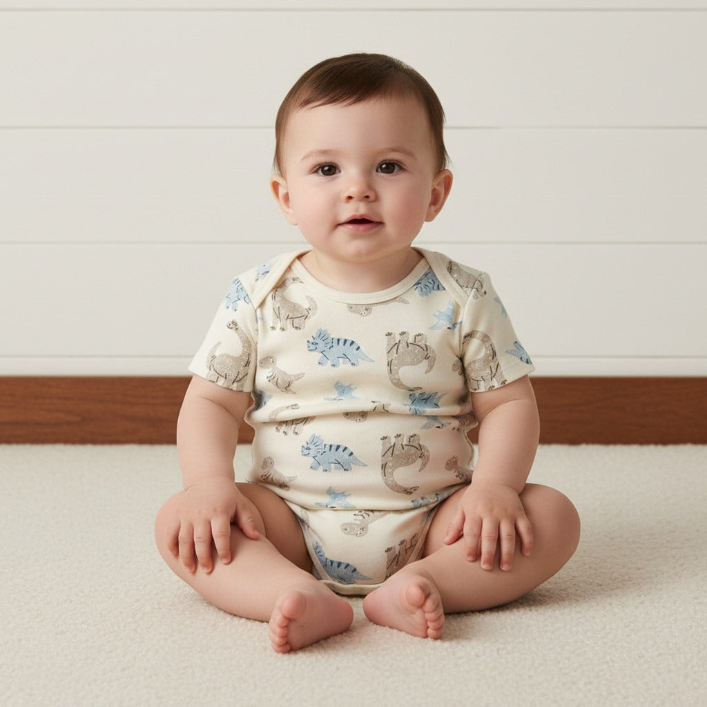 Pack of 3 - Dinosaur Print Cotton Bodysuit