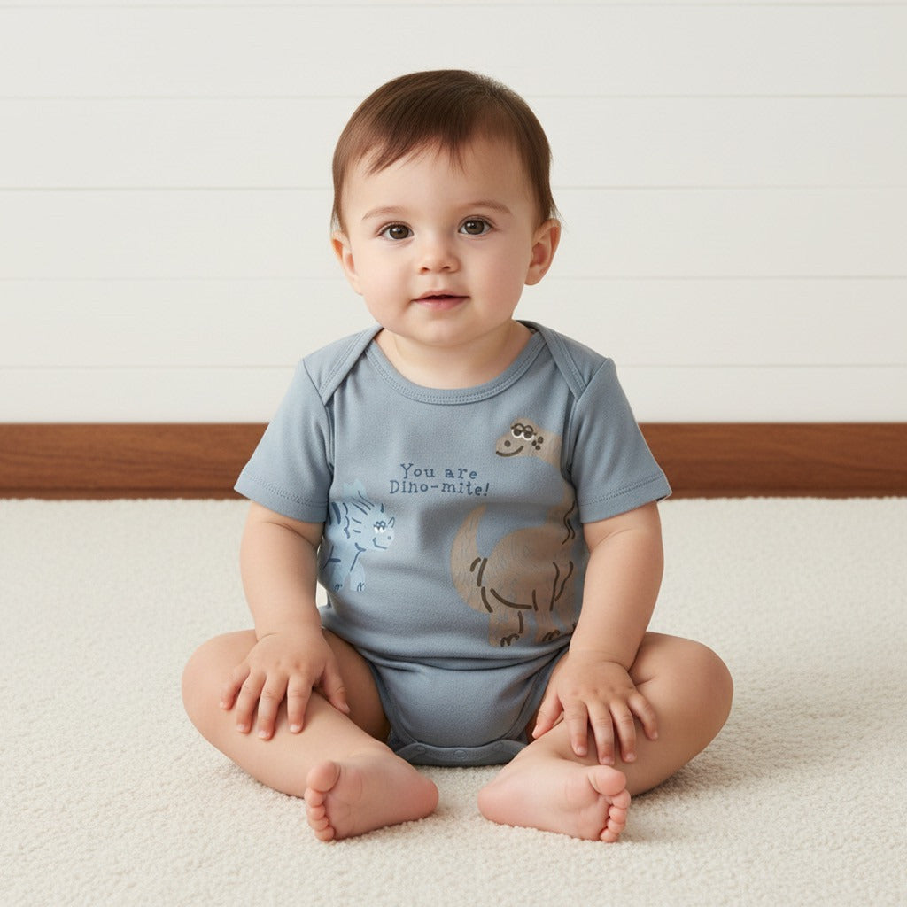 Pack of 3 - Dinosaur Print Cotton Bodysuit