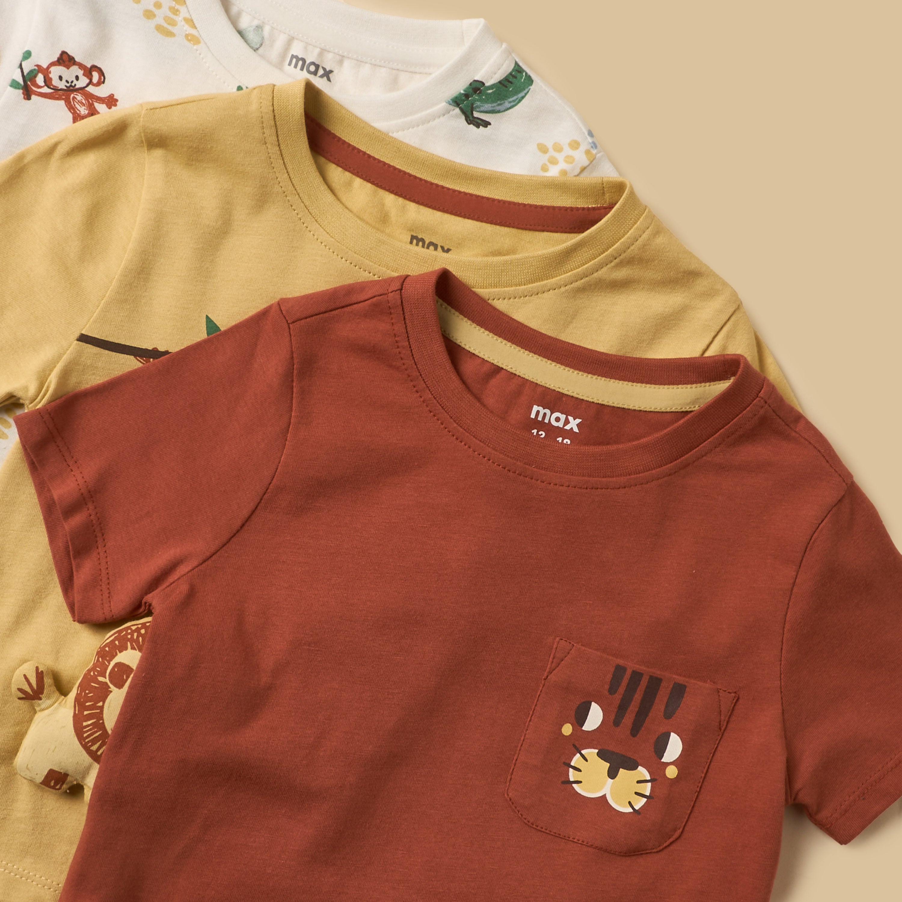 Pack of 3 - Safari Print Cotton T-shirt