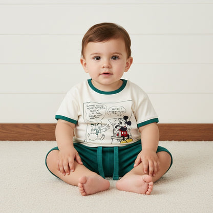 Mickey Mouse Print T-shirt and Shorts Set - Multicolour / 12-18 mths