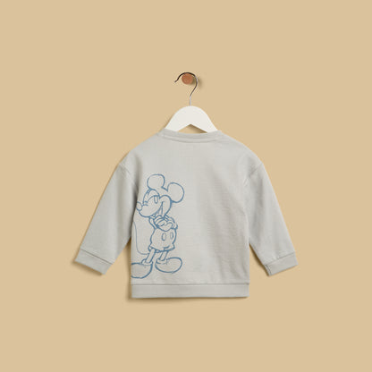 Mickey Mouse Print Cotton Sweatshirt and Joggers Set