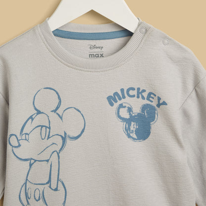 Mickey Mouse Print Cotton Sweatshirt and Joggers Set