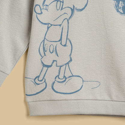 Mickey Mouse Print Cotton Sweatshirt and Joggers Set