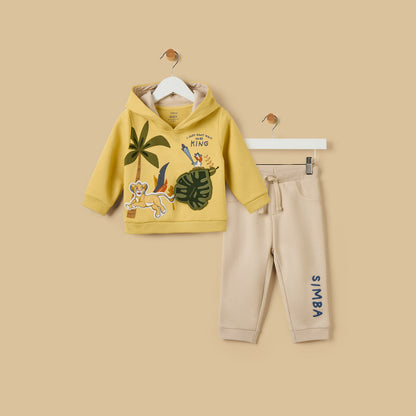 The Lion King Print Hooded Sweatshirt and Joggers Set