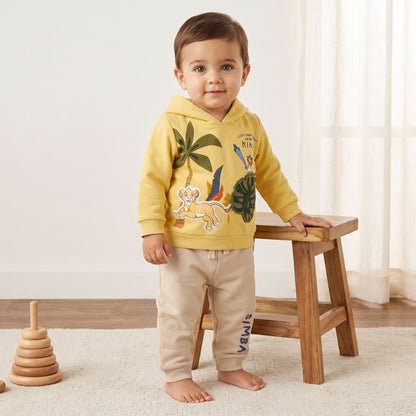 The Lion King Print Hooded Sweatshirt and Joggers Set - Yellow / 12-18 mths