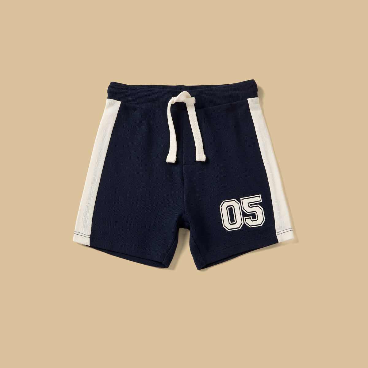 Varsity Print Pique Cotton T-shirt with Shorts and Cap