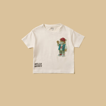 Tiger Embossed Cotton T-shirt with Shorts and Cap